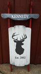 Sled - Last name with deer head and established date
