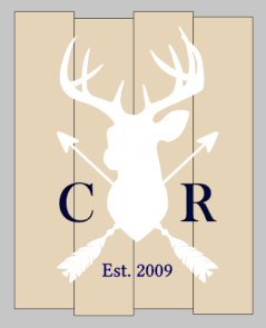 Family initials Est deer with arrows-staggered initials and est date 14x17