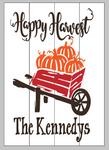 Happy Harvest Pumpkin wagon with family name 14x20