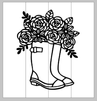 Boots with flowers 14x14