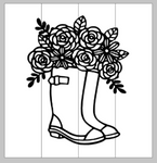 Boots with flowers 14x14