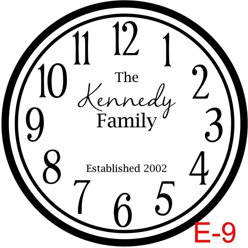 (E-9) Numbers with Circle border insert The Kennedy Family name and est date (cursive last name)