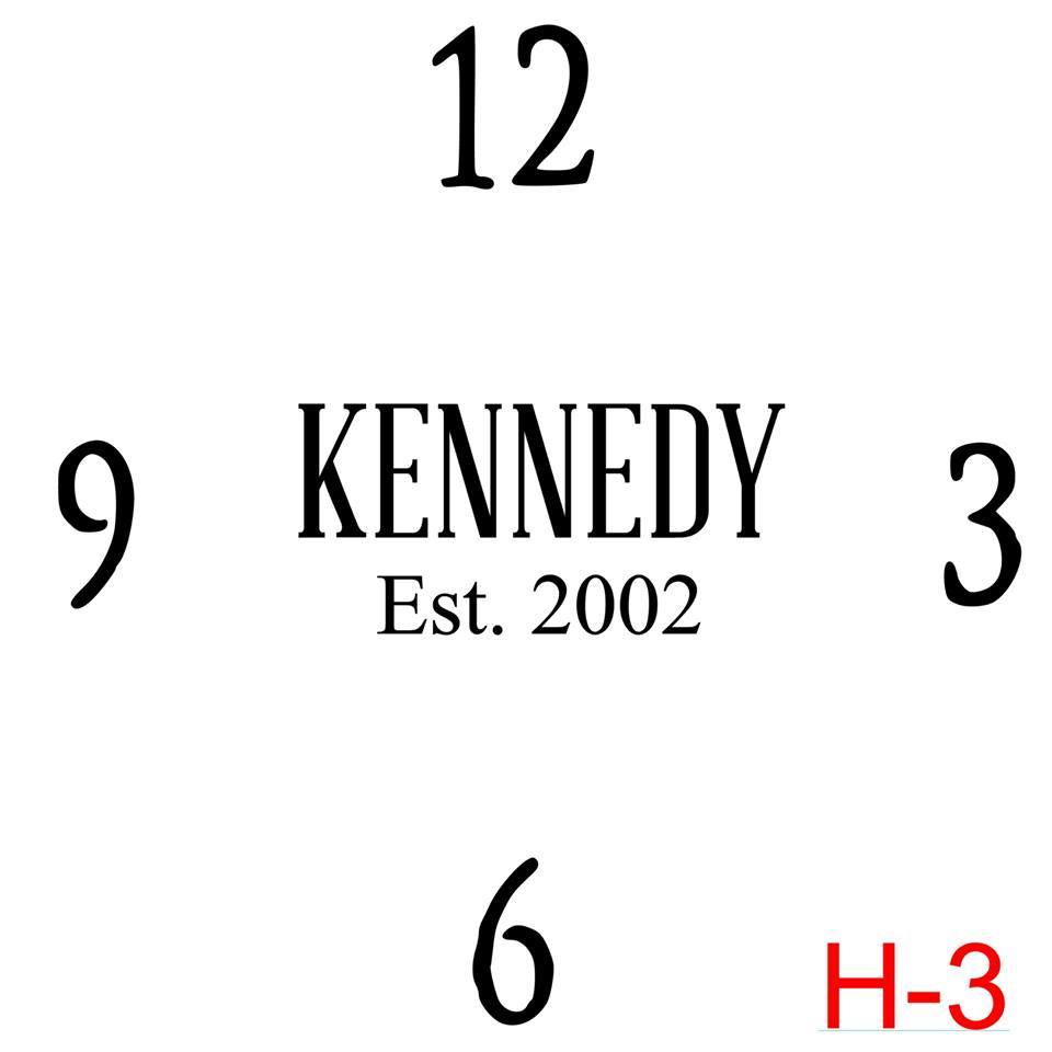(H-3) Numbers 12, 3, 6, 9 insert Last name in caps with est date
