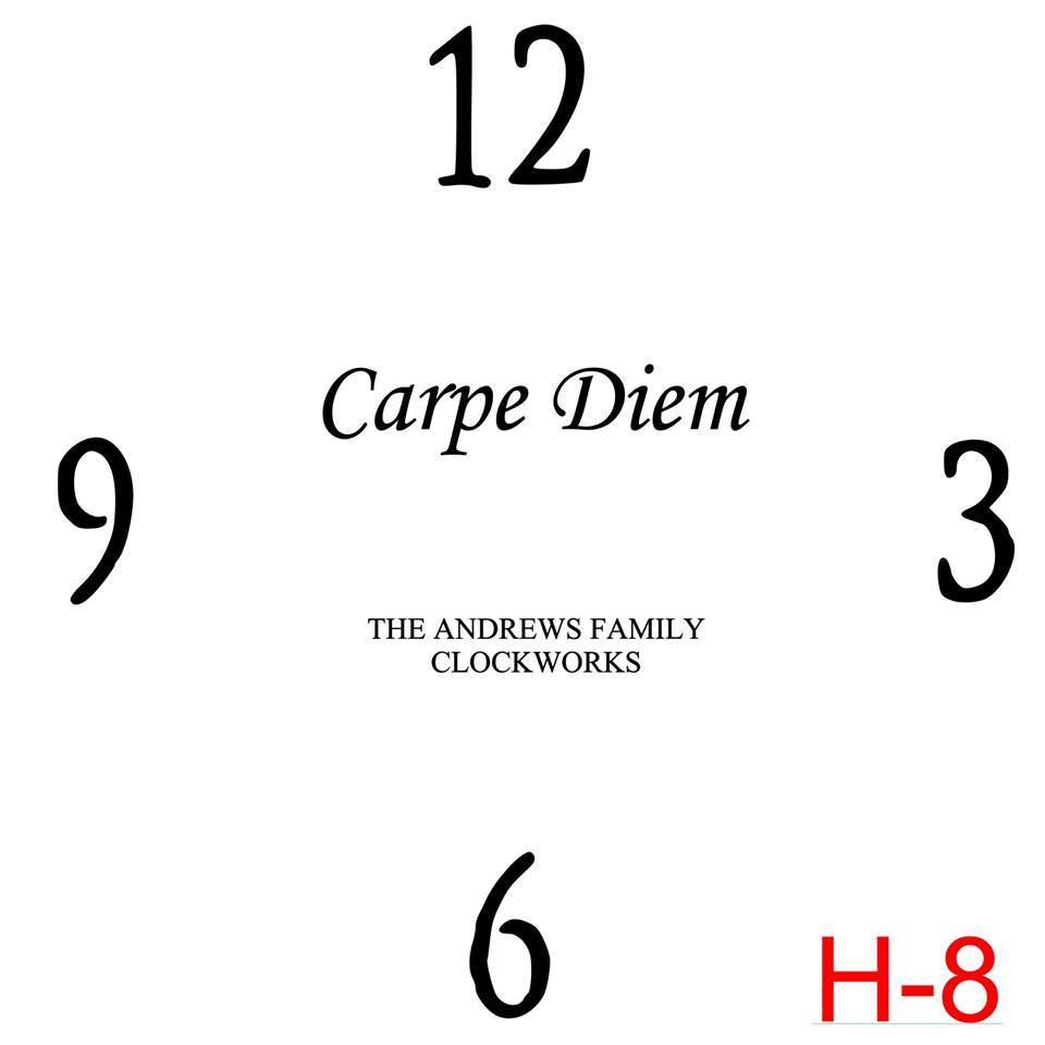(H-8) Numbers 12, 3, 6, 9 insert Carpe Diem with family name est date