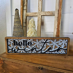3D Hello Winter layered sign