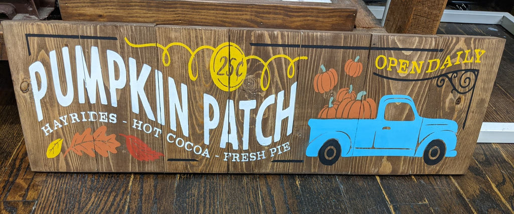 Pumpkin Patch Hayrides Hot Cocoa Fresh pie 8x24