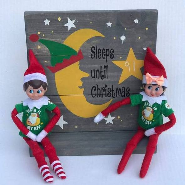 Sleeps until Christmas Chalkboard (Elf on shelf) 10x10