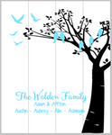 Tree with birds-Family name, couples name and children's names 14x17