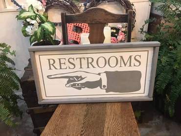 Restroom with hand pointing 10.5x22