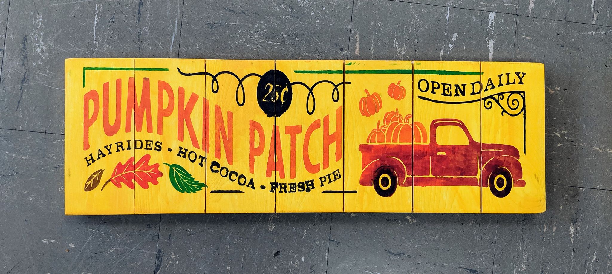 Pumpkin Patch Hayrides Hot Cocoa Fresh pie 8x24