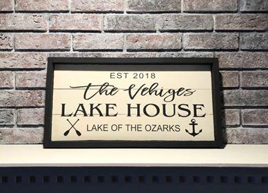 Lake house with family name and Est date 10.5x22