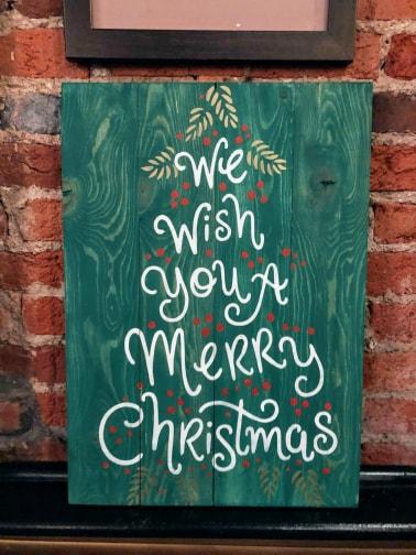 we wish you a Merry Christmas - tree shaped 14x20
