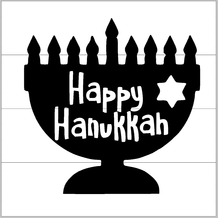 Happy Hanukkah Menorah 14x14