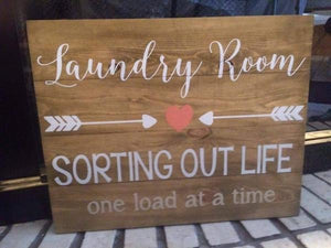 Laundry room sorting out life one load at a time with arrows 10.5x14