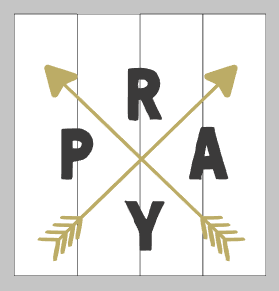 Pray with crossing arrows 14x14