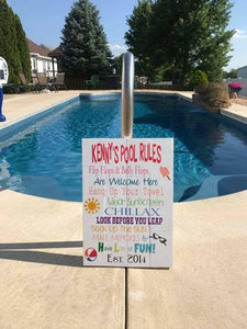 Pool Rules with family name 14x20