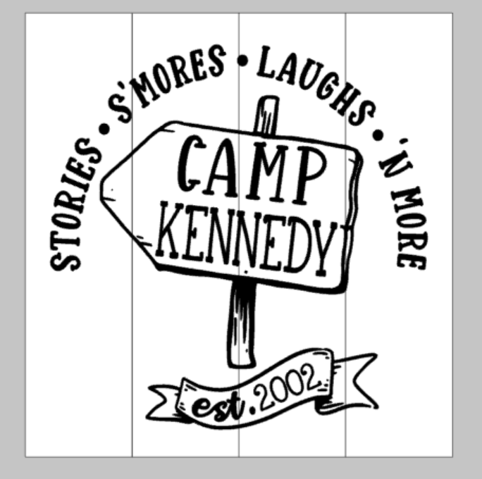 Stories S'mores Laughs N More Camp-family name Est date 14x14
