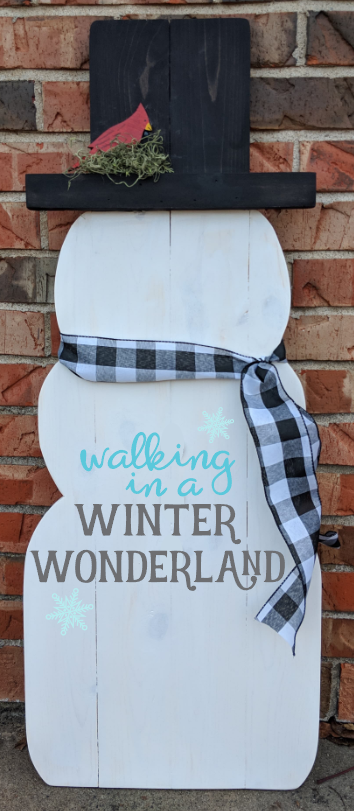 Snowman - Walking in a winter wonderland with 2 snowflakes