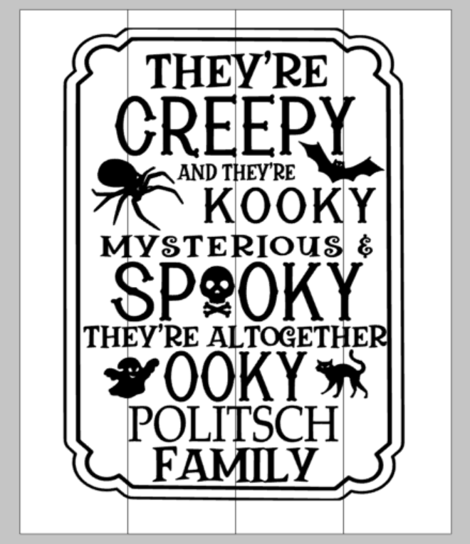 They're creepy and their kooky with family name - boarder 14x17
