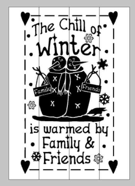 The chill of winter is warmed by family and friends 14x20
