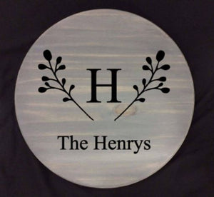 Monogram with berry branches The (last name at bottom) (Henrys shown)