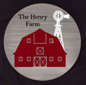 The (last name) Farm with Barn and Windmill 15" Round Lazy Susan
