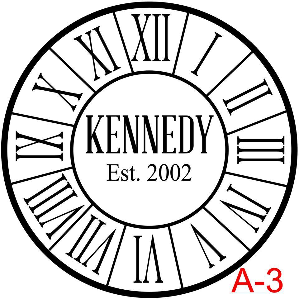Roman Numerals with border insert last name in caps with est date  (A-3)