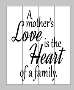 A Mother's love is the heart of a family 14x17