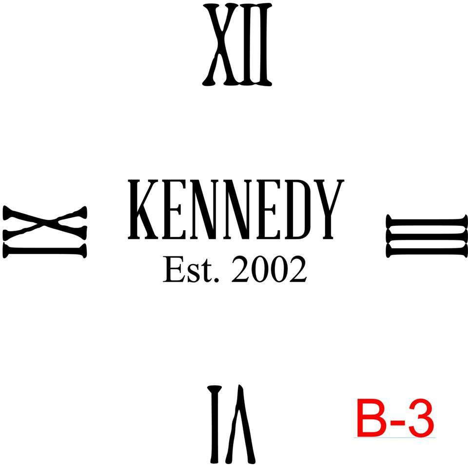 (B-03) Roman Numerals 12,3,6,9 insert last name in caps with est date
