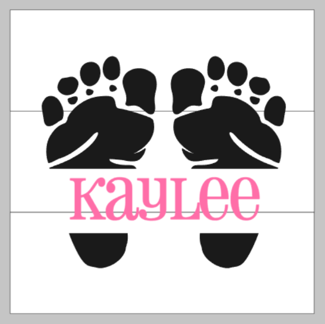 Baby feet with name 14x14