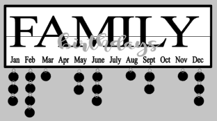 Celebration- Family birthdays overlay 7x24 w/frame & tags