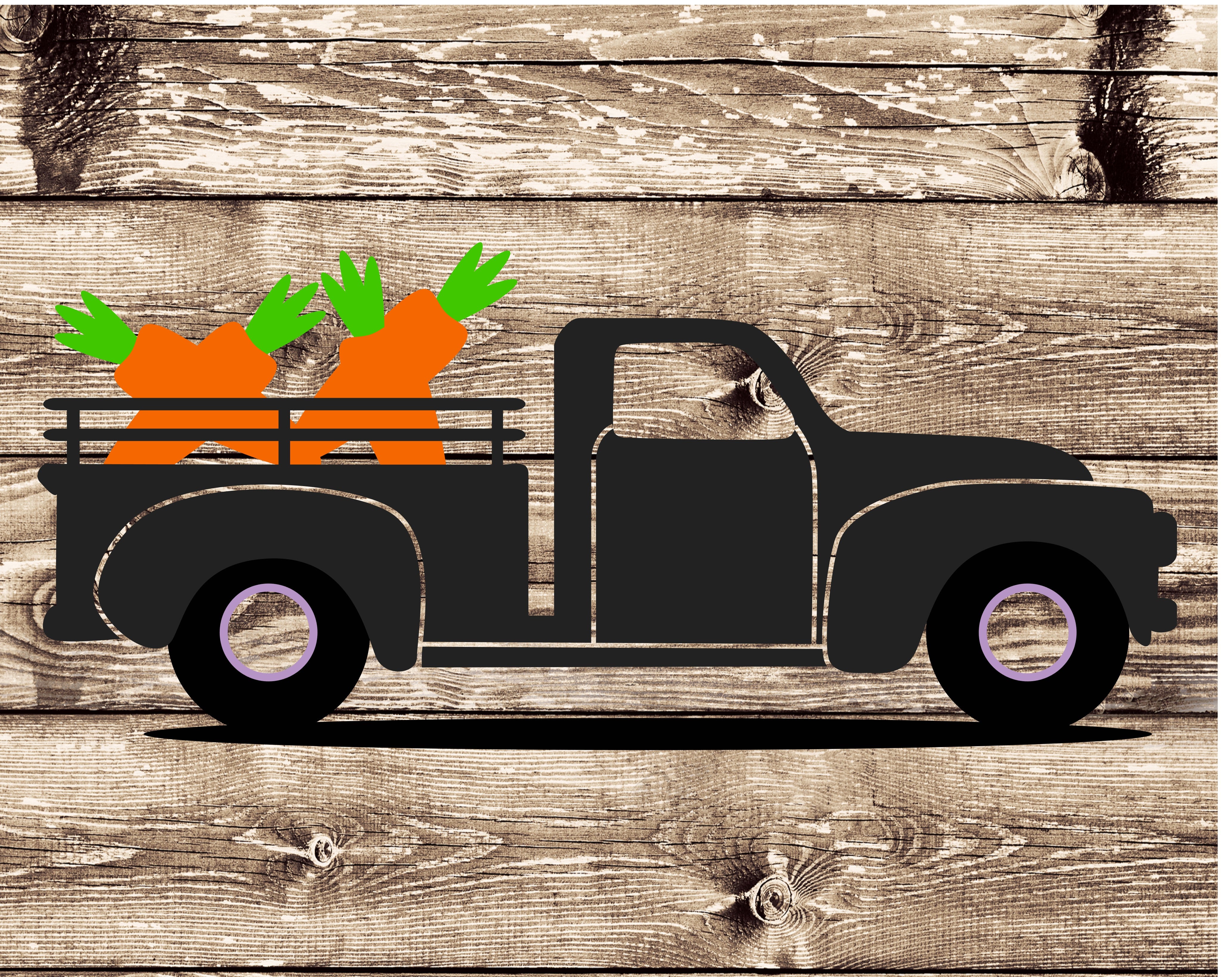 Easter truck with carrots 14x17