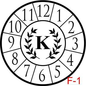 (F-1) Numbers with border insert laurel with letter