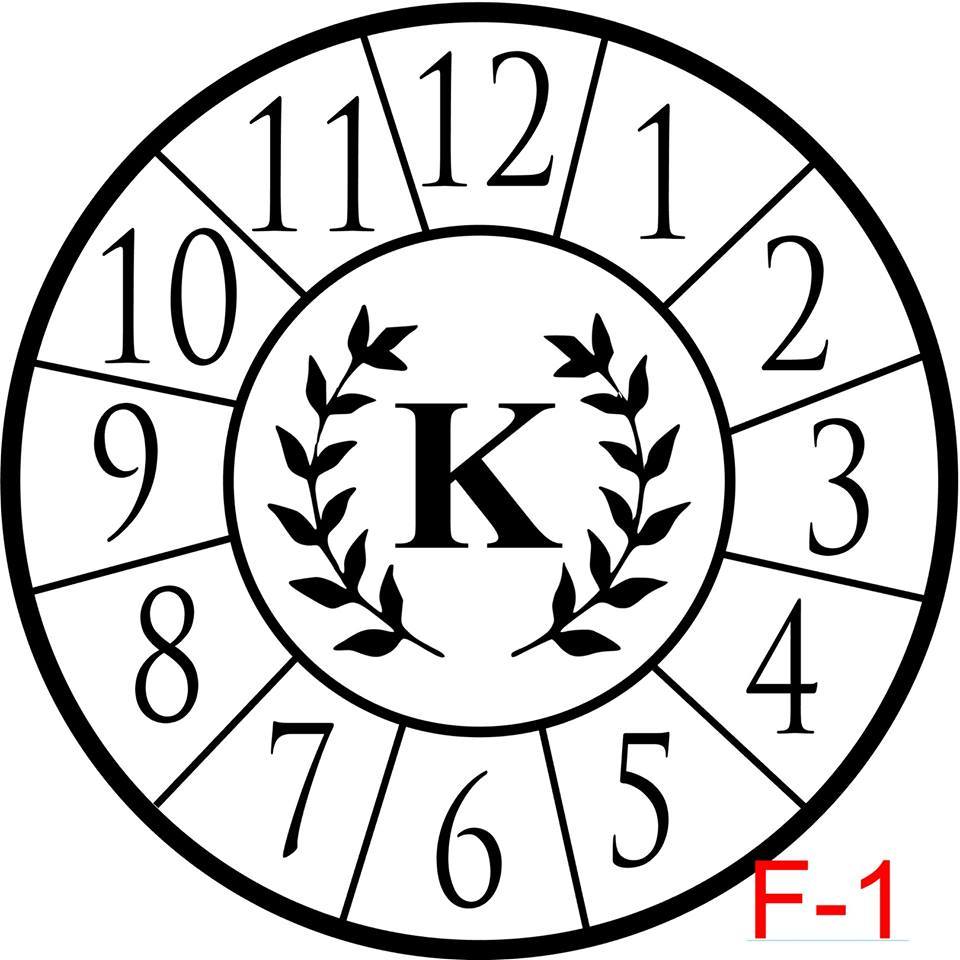 (F-1) Numbers with border insert laurel with letter