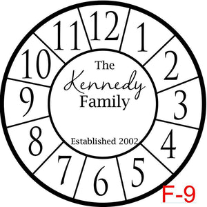 (F-9) Numbers with border insert The Kennedy family est date (cursive last name)