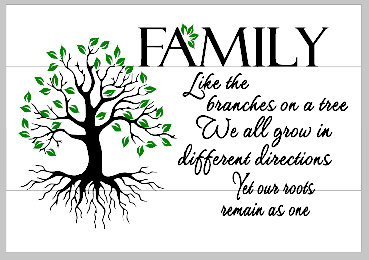 Family like the branches on a tree with roots 14x17