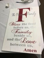 bless this food with family name and initial 14x20