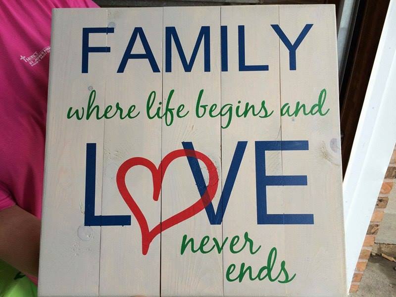 Family where life begins and love never ends-Heart in love 14x14