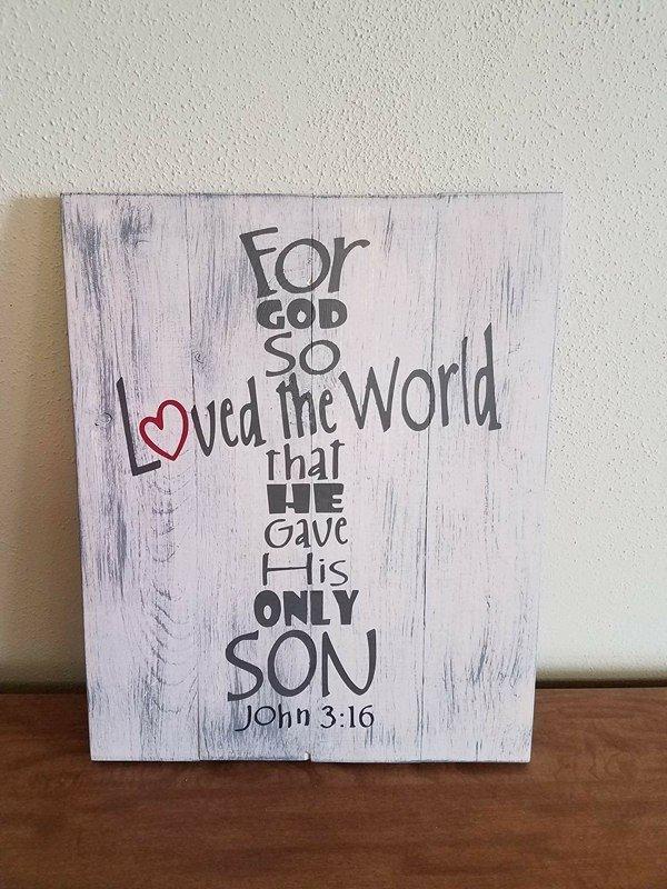 For god so loved the world-cross 14x17