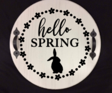 Hello spring with bunny 15in round