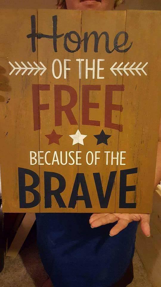 Home of the free because of the brave 3 stars 14x17