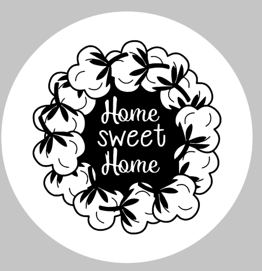Home sweet home with cotton wreath-round 15"round