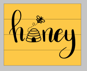 Honey with beehive and bee