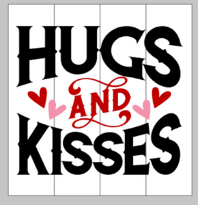 Hugs and kisses with hearts 14x14