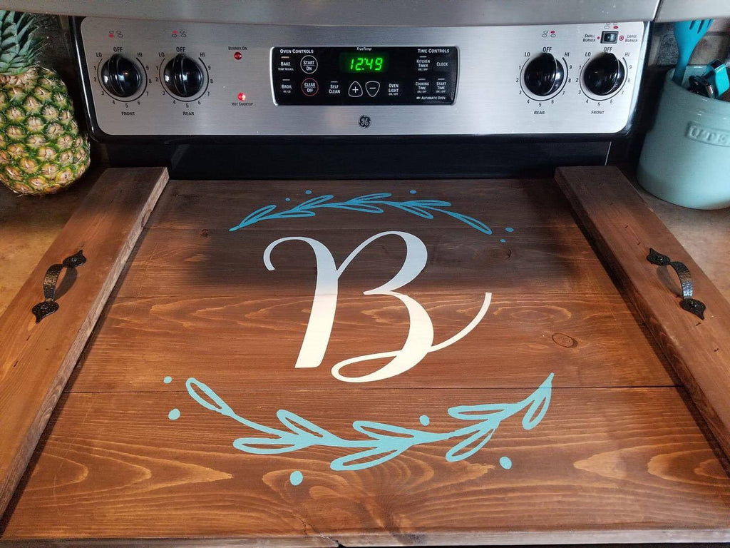 Stove Top - Letter with vine and dots