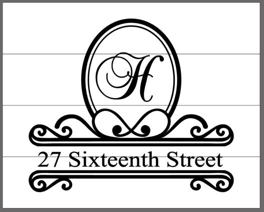 Monogram address sign 14x17
