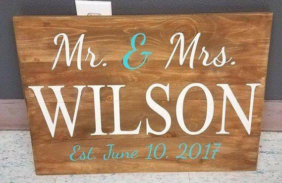 Mr and Mrs Last name wedding date 14x17