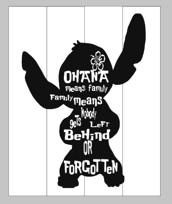 Ohana means family in stitch cut out 14x17