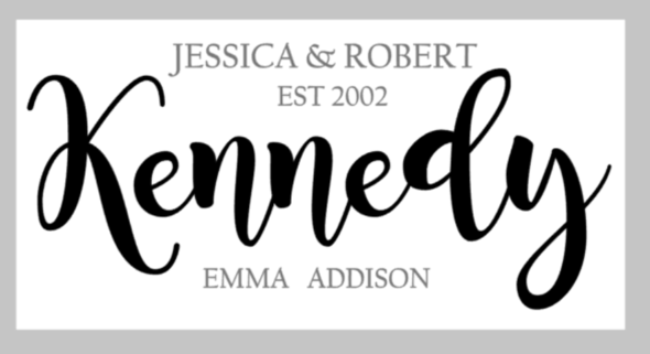 Oversized sign - Family name and est date with child(ren) names