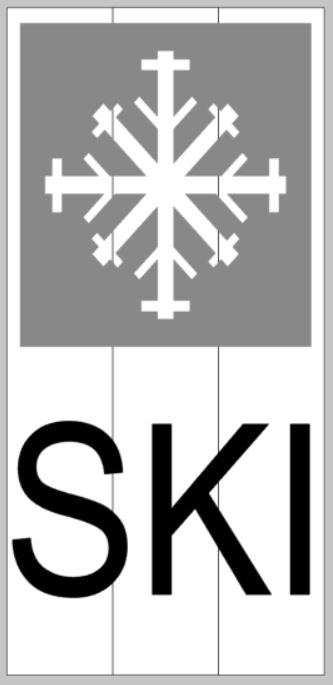 SKI with snowflake on top  10.5x22